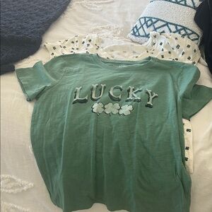 Lucky Brand Green Tee with Clover and Shamrock Tee Bundle!